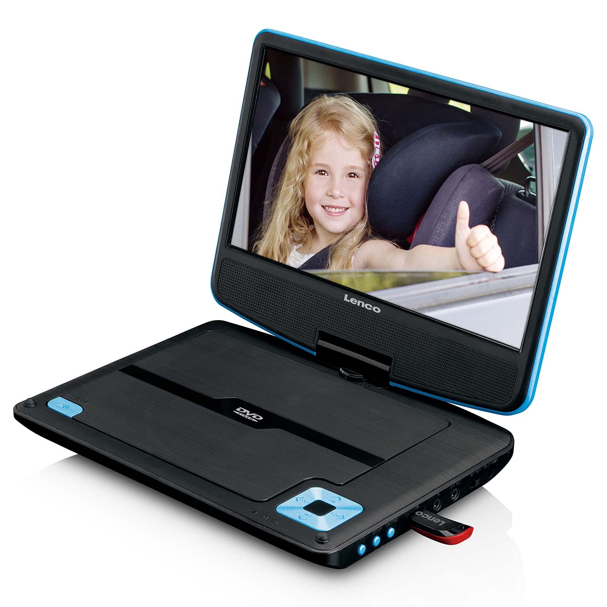 Draagbare 9" DVD-speler met USB-koptelefoon en montagebeugel Blauw / Zwart - Afbeelding 5