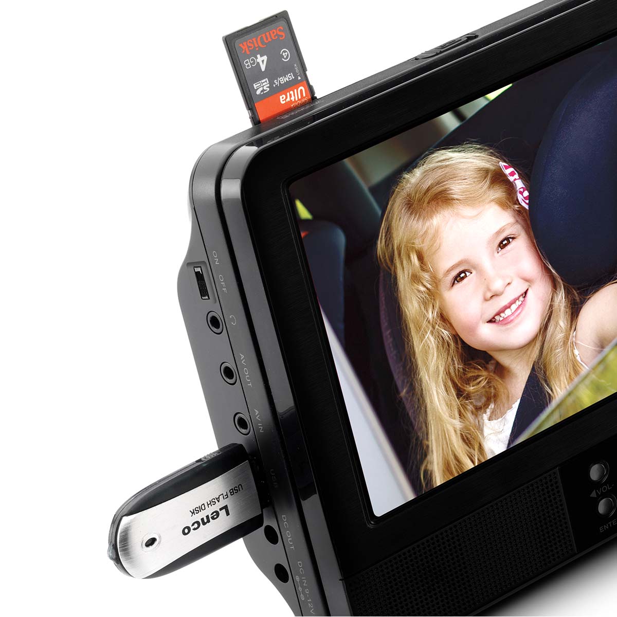 2x 9" draagbare DVD-speler met USB SD ingebouwde batterij hoofdtelefoon en beugel Zwart - Afbeelding 10