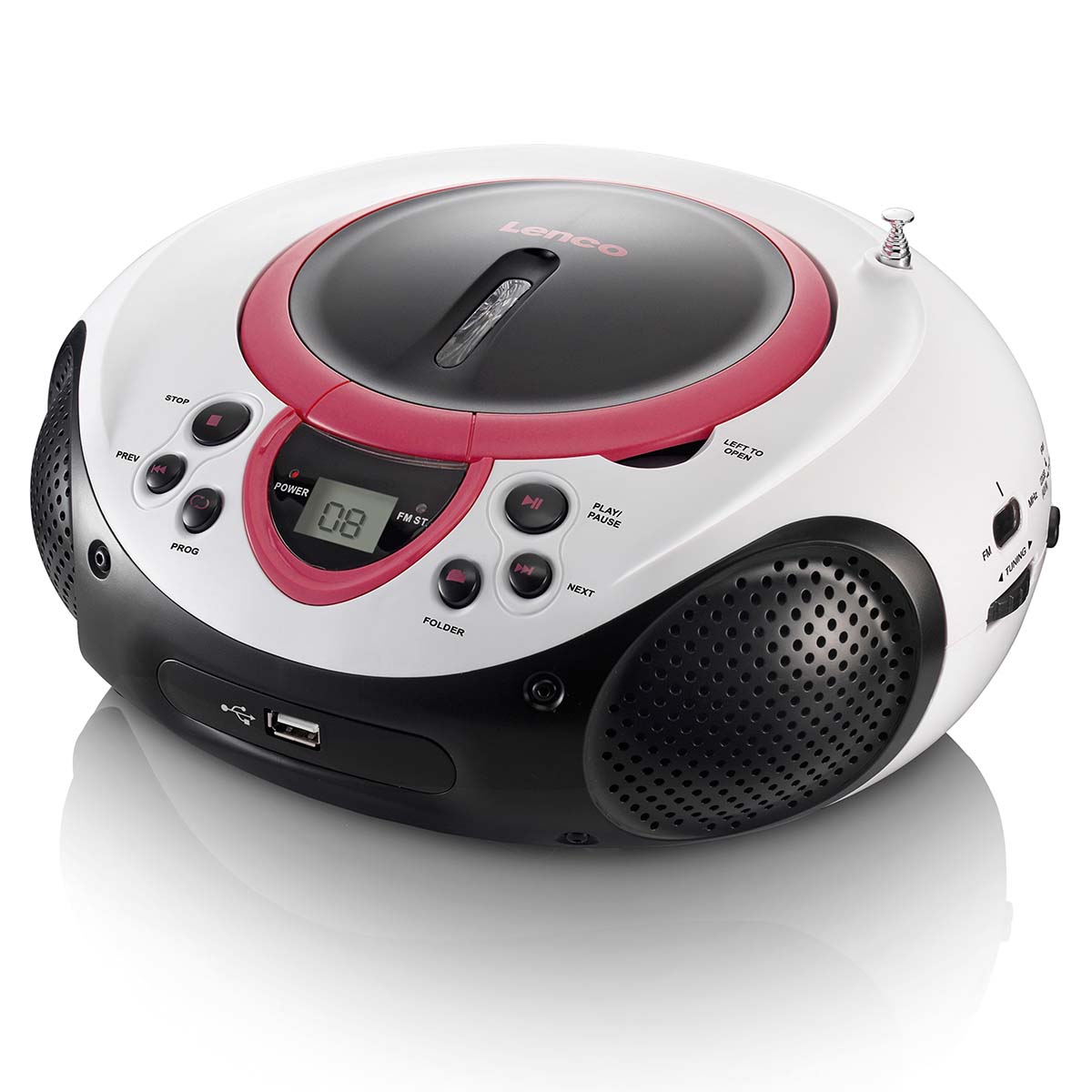 Draagbare FM-radio CD- en USB-speler Roze - Afbeelding 2