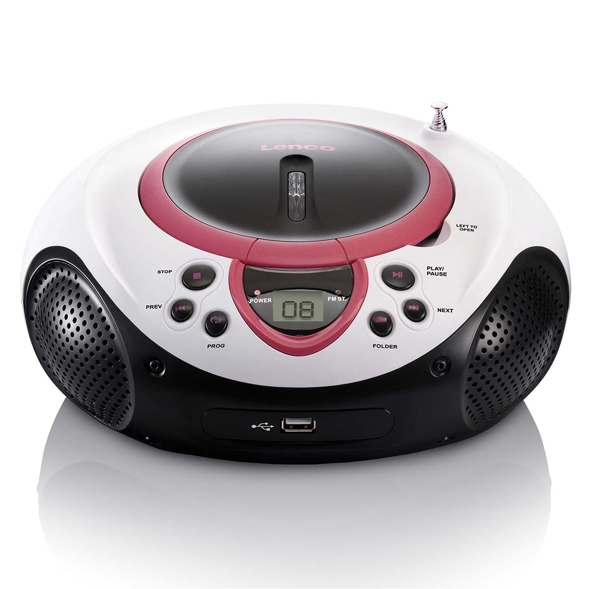Draagbare FM-radio CD- en USB-speler Roze - Afbeelding 3