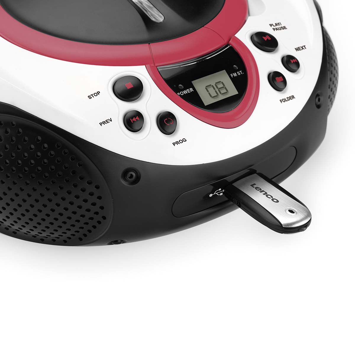 Draagbare FM-radio CD- en USB-speler Roze - Afbeelding 4