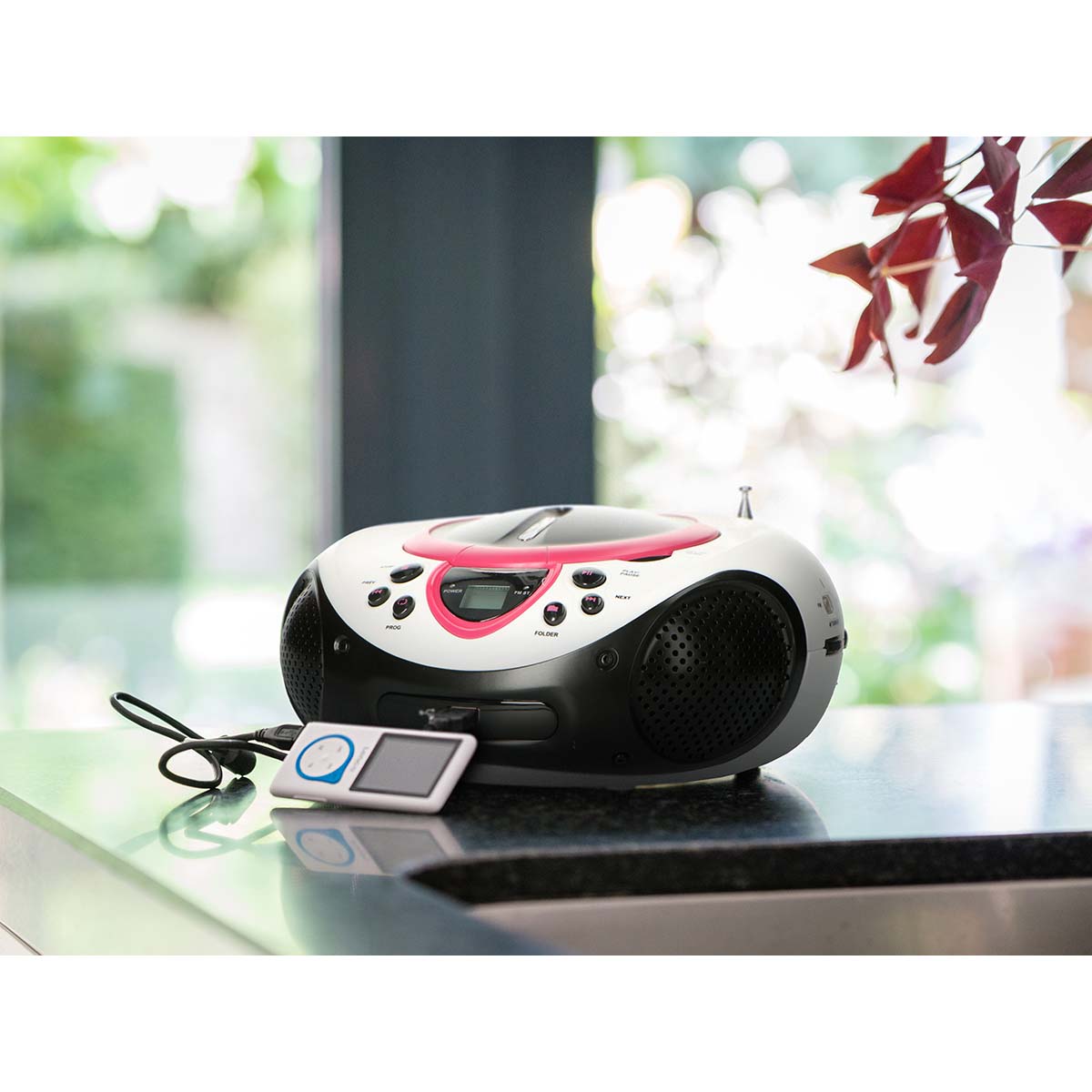 Draagbare FM-radio CD- en USB-speler Roze - Afbeelding 5
