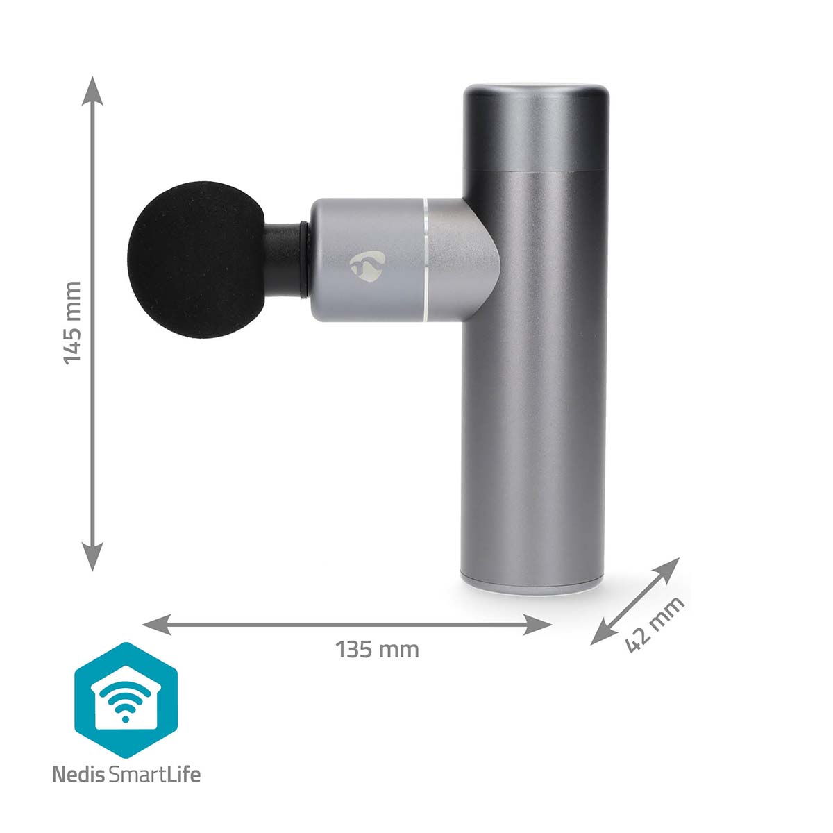 SmartLife Sportmassagepistool | Accu gevoed | Ingebouwde Lithium-Ion | Oplaadbaar | 5 Massage Modes | Bolvormige kop / Conische kop / Platte kop / Tasje / U-vormige kop | Donkergrijs - Afbeelding 16