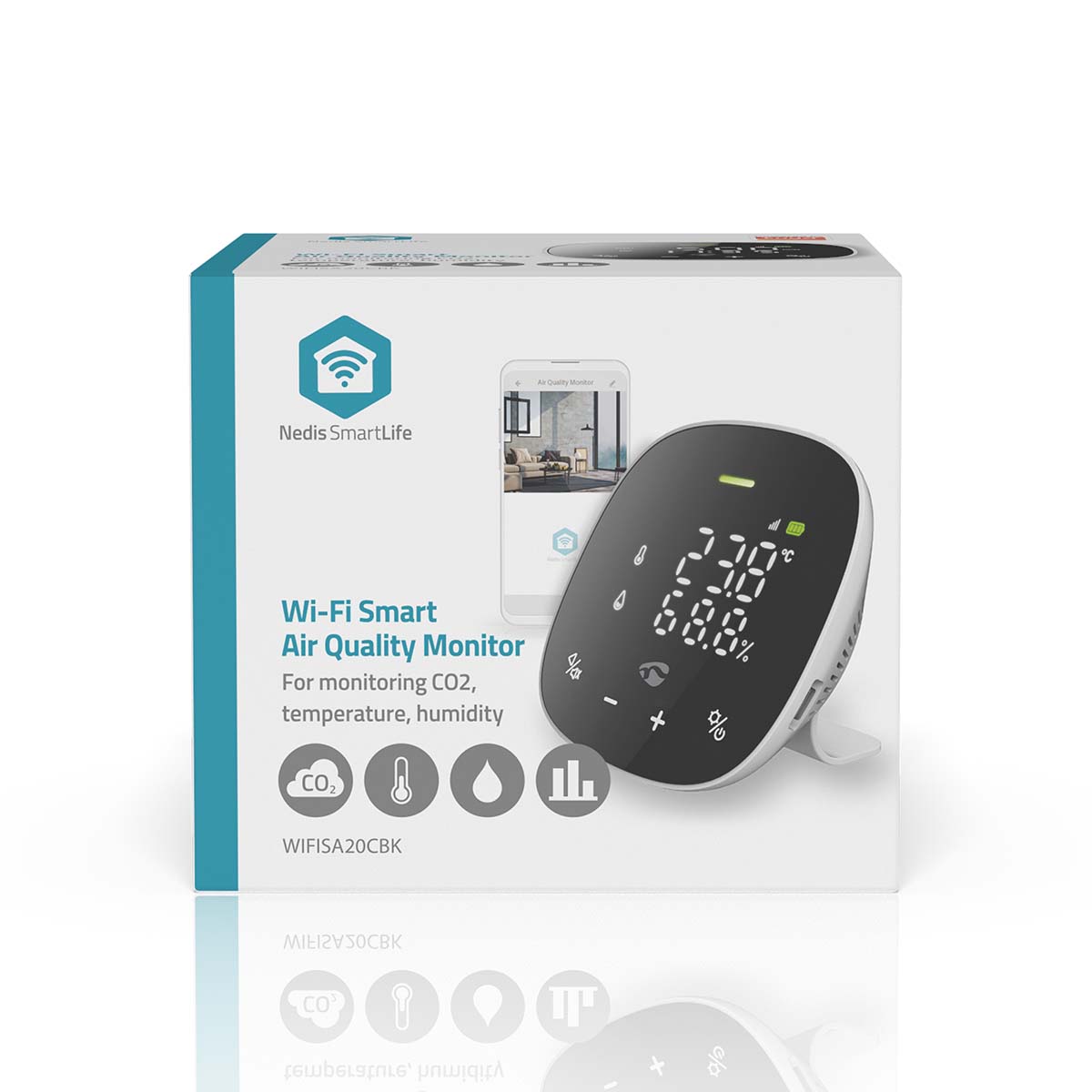 SmartLife Luchtkwaliteitsmonitor | Wi-Fi | Inclusief display | Koolstofdioxide (CO2) / Temperatuur / Vochtigheid | Android™ / IOS | Wit / Zwart - Afbeelding 13