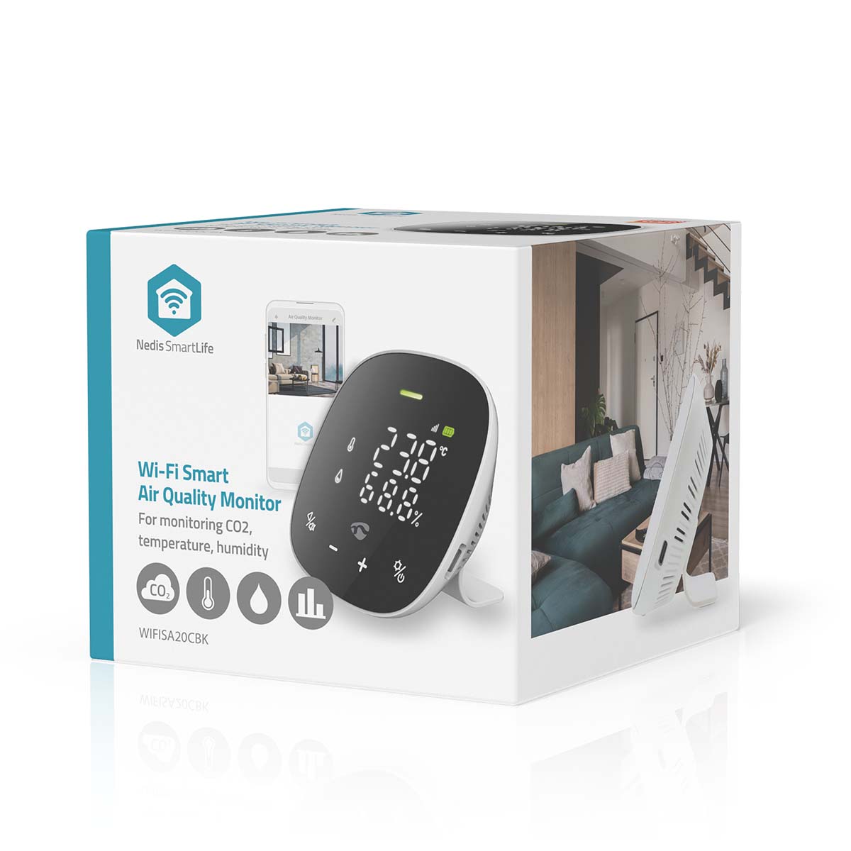 SmartLife Luchtkwaliteitsmonitor | Wi-Fi | Inclusief display | Koolstofdioxide (CO2) / Temperatuur / Vochtigheid | Android™ / IOS | Wit / Zwart - Afbeelding 14