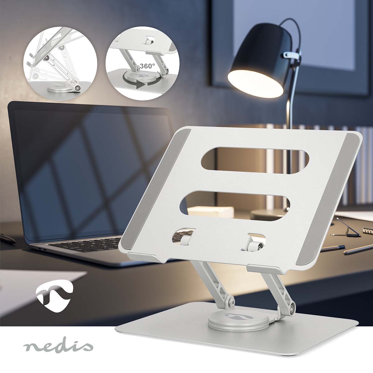 Notebookstandaard | 17 " | Zonder Verlichting | Opvouwbaar | 360 graden draaibaar - Afbeelding 2