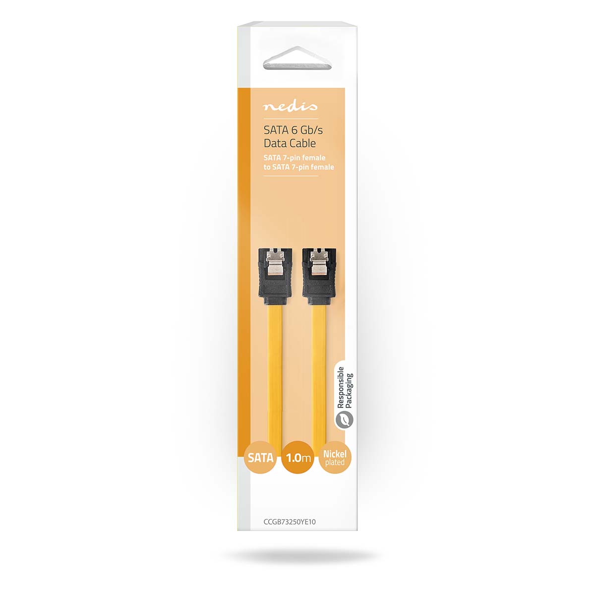 SATA Kabel | 6 Gbps | SATA 7-Pins Female | SATA 7-Pins Female | Vernikkeld | 1.00 m | Plat | PVC | Geel | Doos - Afbeelding 3
