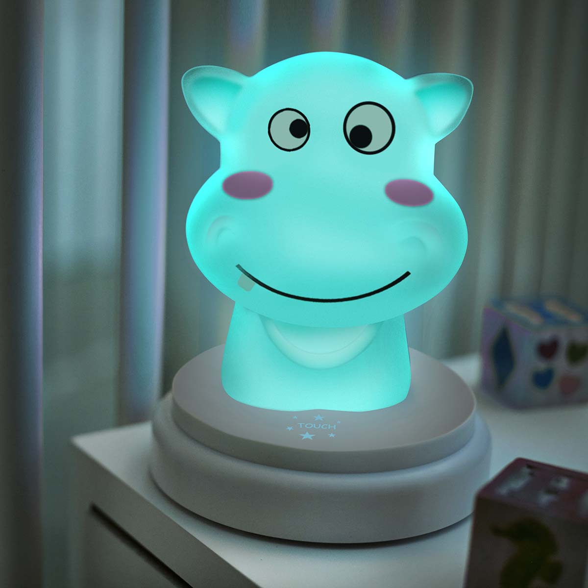 SILLY HIPPO LED nachtlampje nijlpaard blauw - Afbeelding 5