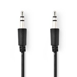 Stereo-Audiokabel | 3,5 mm Male | 3,5 mm Male | Vernikkeld | 1.00 m | Rond | Zwart | Label