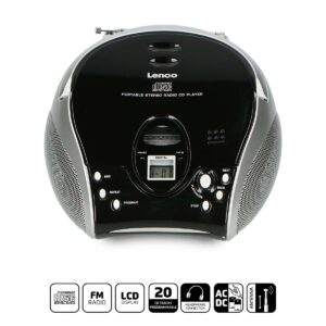 Draagbare stereo FM-radio met CD-speler Zwart/zilver