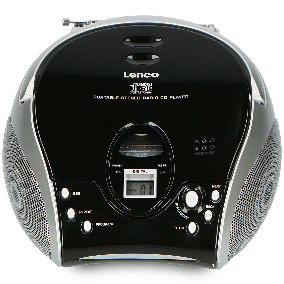 Draagbare stereo FM-radio met CD-speler Zwart/zilver - Afbeelding 3