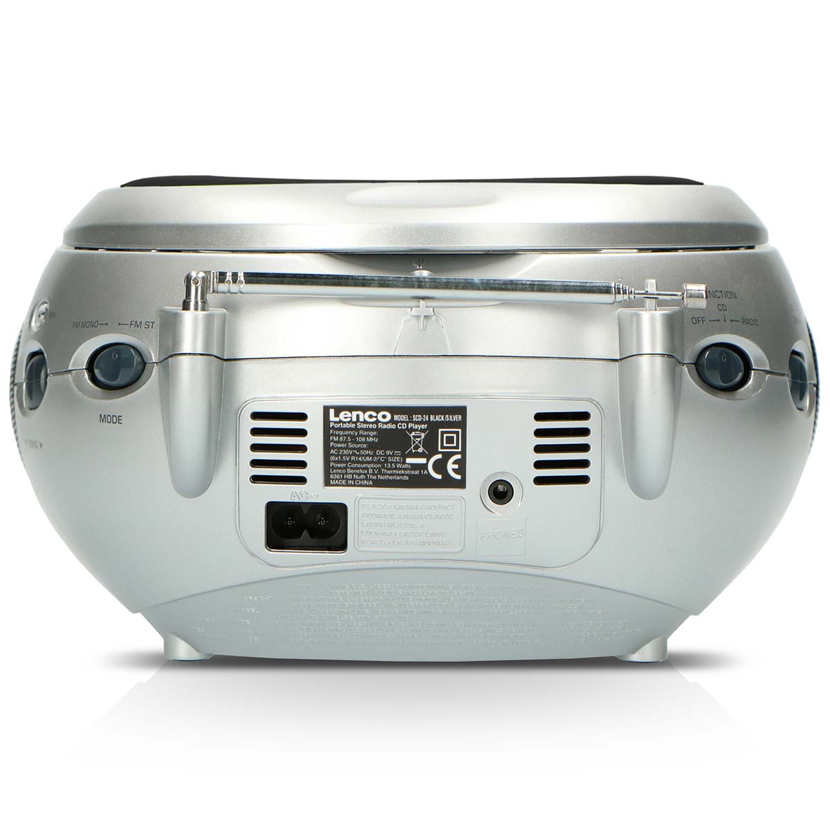 Draagbare stereo FM-radio met CD-speler Zwart/zilver - Afbeelding 7