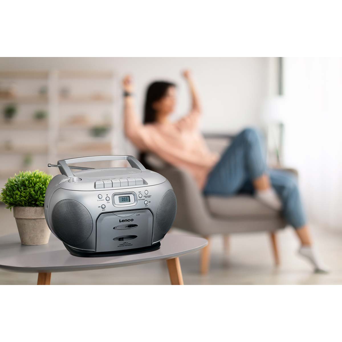 Portable FM Radio CD- Cassette player Silver - Afbeelding 9