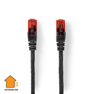 CAT6 Netwerkkabel | RJ45 Male | RJ45 Male | U/UTP | 20.0 m | Buitenshuis | Rond | PE | Zwart | Label