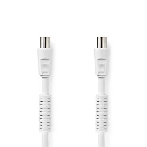 Coaxkabel | IEC (Coax) Male | IEC (Coax) Female | Vernikkeld | 120 dB | 75 Ohm | Viervoudig Afgeschermd | 15.0 m | Rond | PVC | Wit | Label