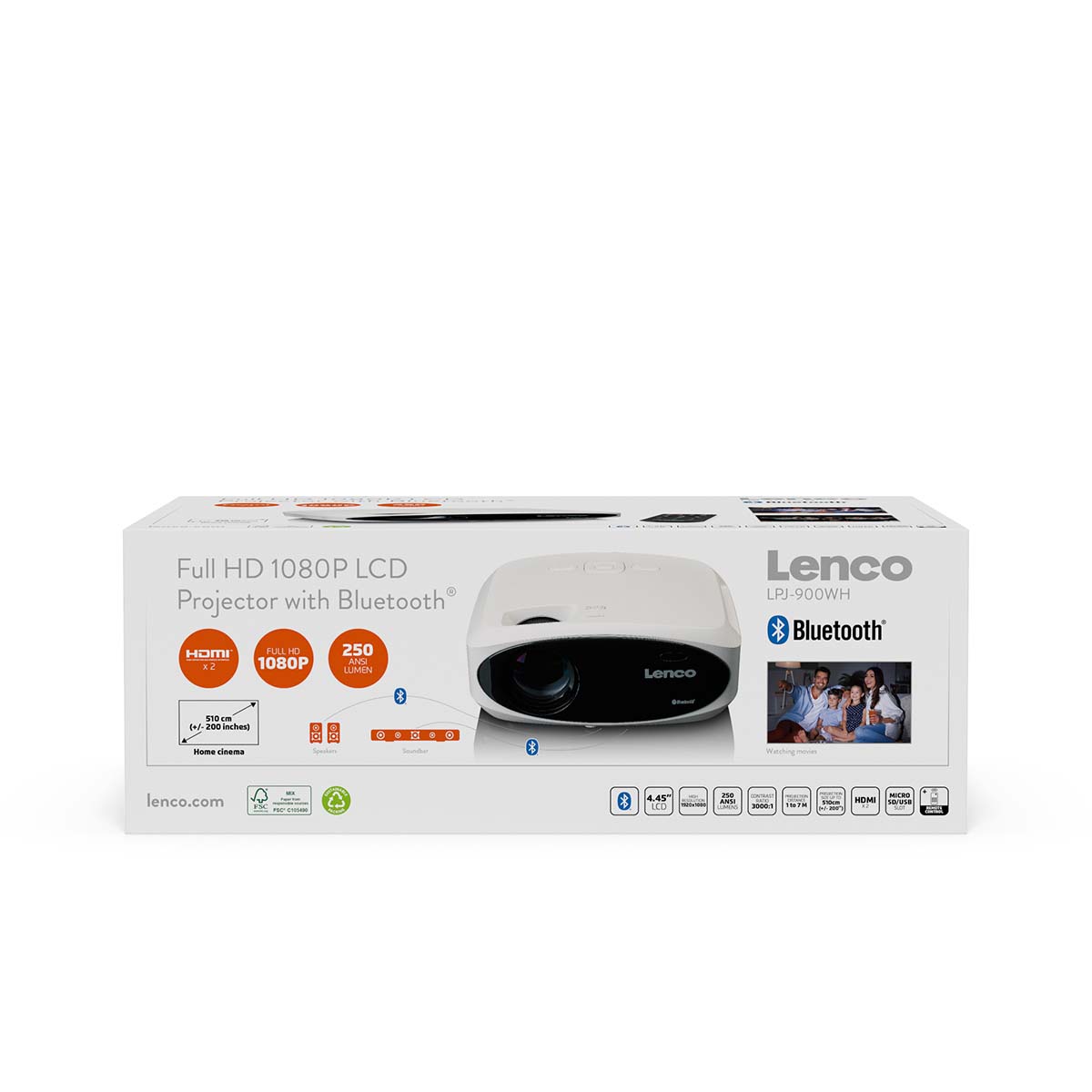 Full HD 1080P LCD-projector met Bluetooth Wit - Afbeelding 11