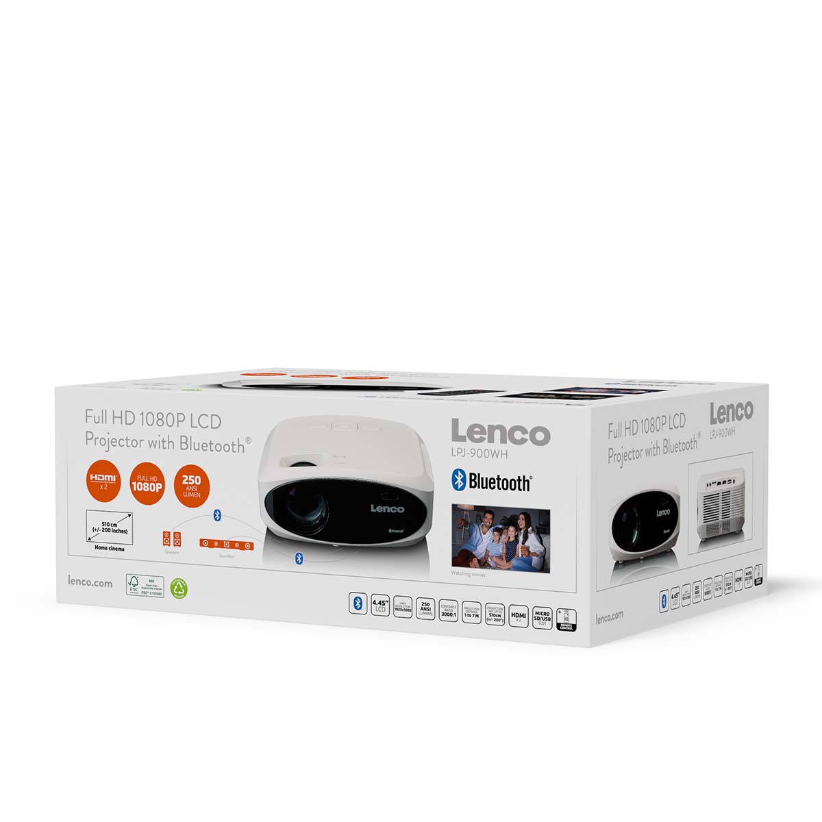 Full HD 1080P LCD-projector met Bluetooth Wit - Afbeelding 12