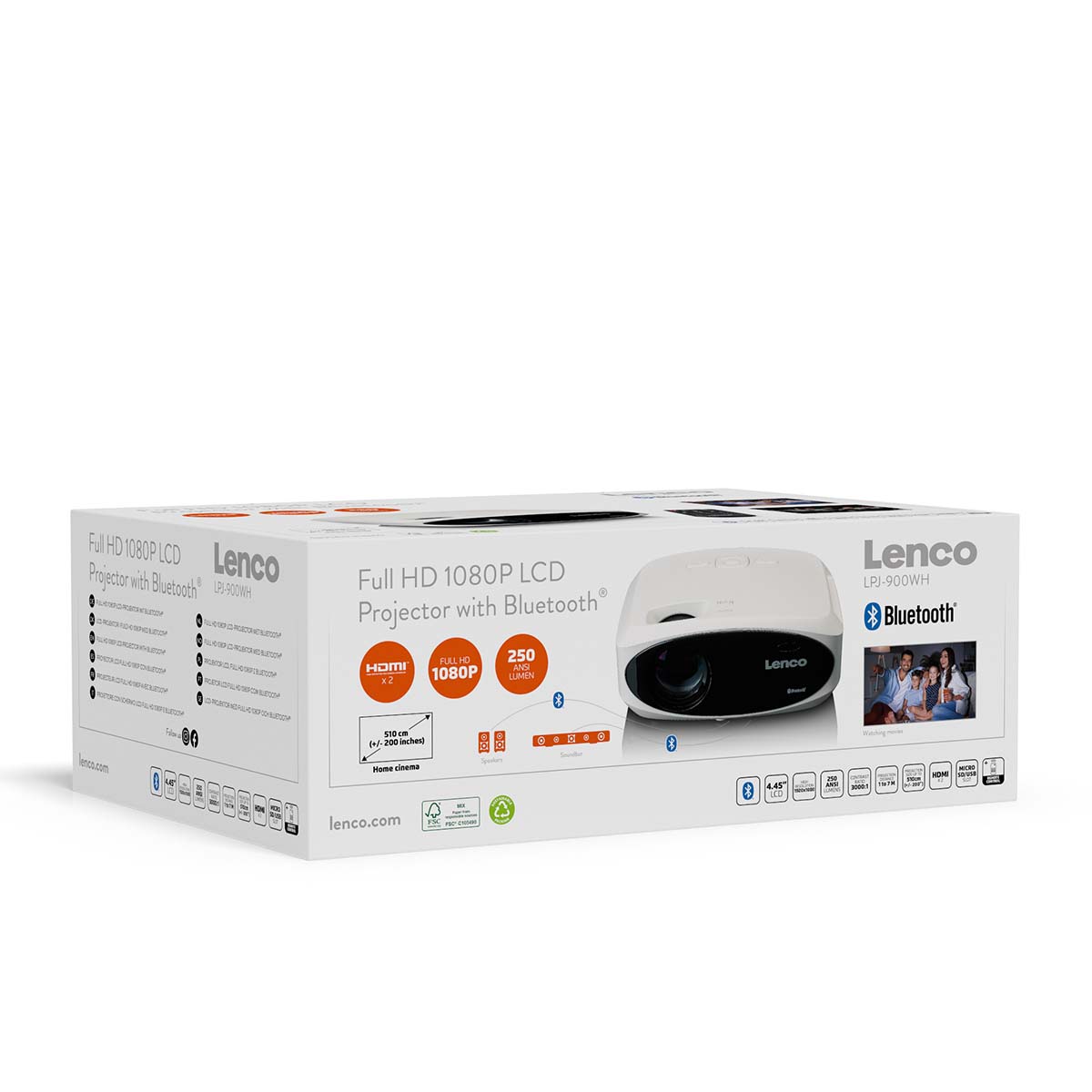 Full HD 1080P LCD-projector met Bluetooth Wit - Afbeelding 13
