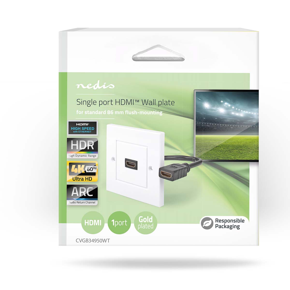 HDMI™ Wandcontactdoos | 1x HDMI™ Female | 4K@60Hz | HDMI™ Output | Zwart | 18 Gbps | Verguld | Doos - Afbeelding 5