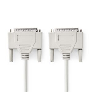 Seriële Kabel | D-SUB 25-Pins Male | D-SUB 25-Pins Male | Vernikkeld | 2.00 m | Rond | PVC | Ivoor | Label