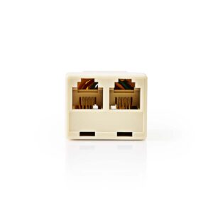 Telecom-Wandcontactdoos | Type Aansluiting: RJ11 | RJ11 Female | 2x RJ11 (4/6) Female | Splitter | ABS | Ivoor | Doos