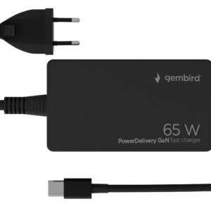 65 W PowerDelivery USB Type-C snellader GaN, zwart
