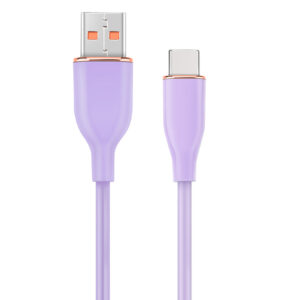Premium siliconen USB-type-C oplaad- en datakabel, 1,5 m, paars