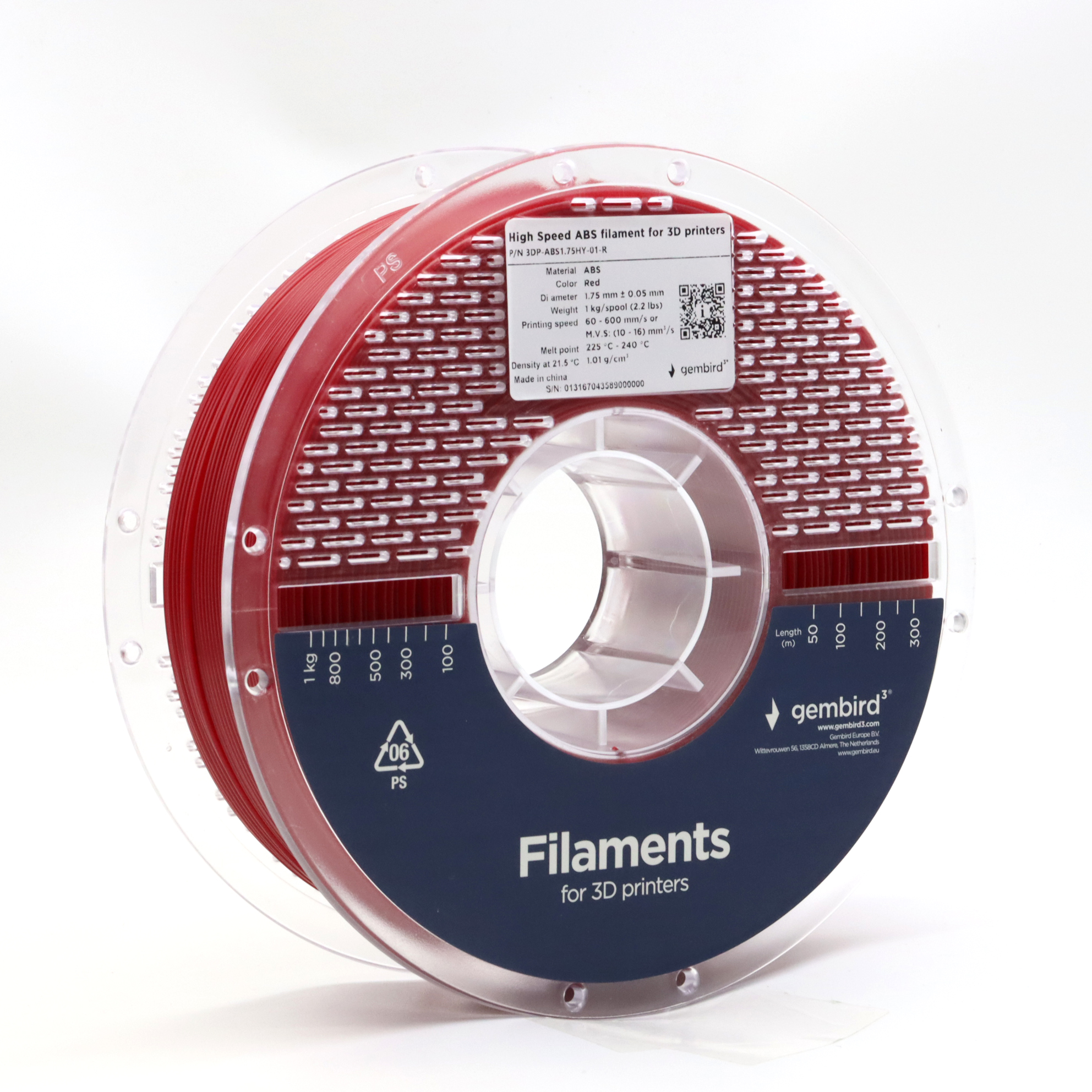 High Speed ABS Filament, Rood, 1.75 mm, 1 kg - Afbeelding 3