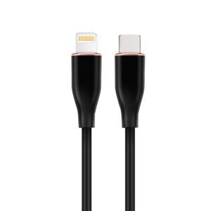 Premium siliconen USB Type-C naar 8-pins laad- en datakabel, 1,5 m, zwart