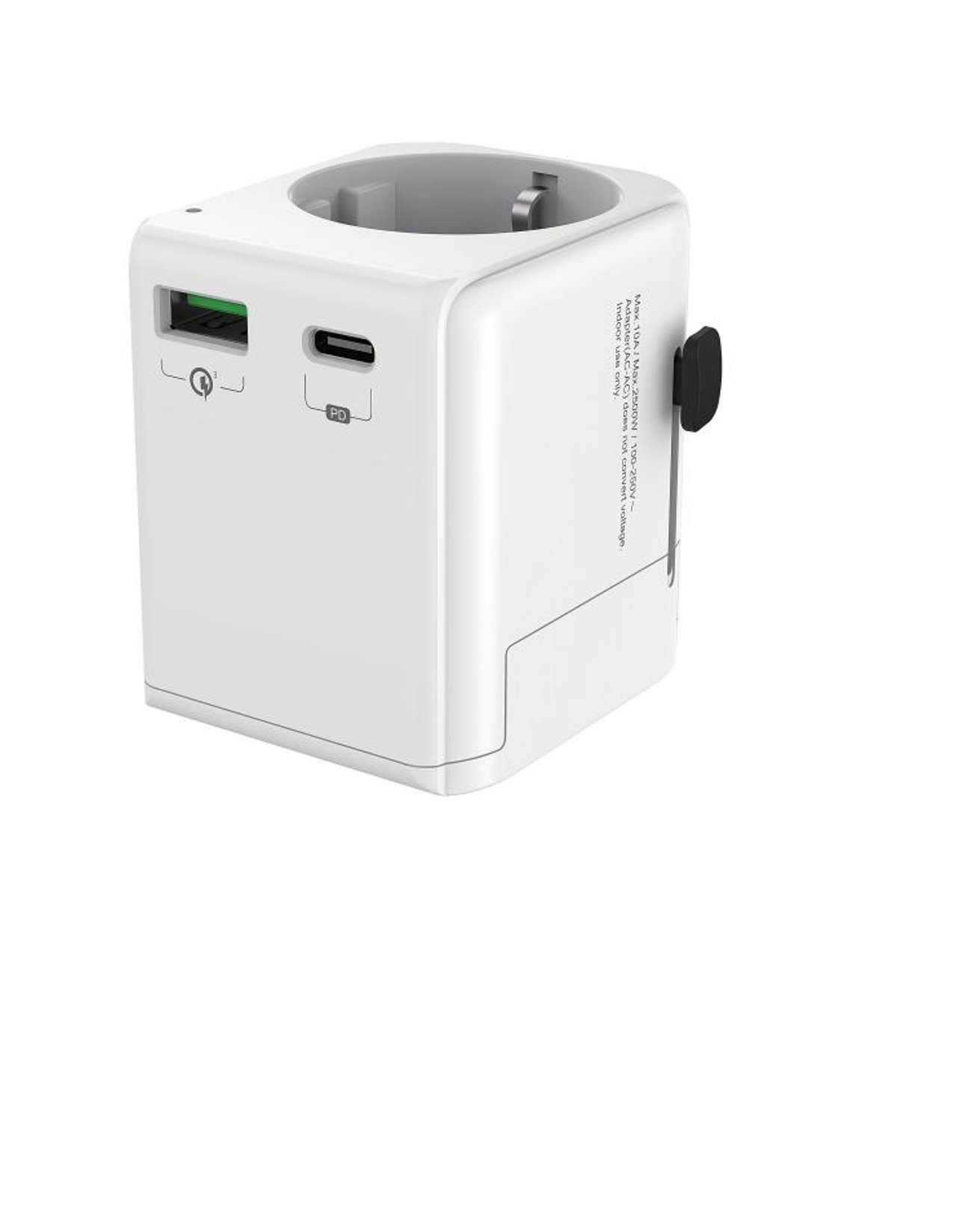 Geaarde universele reisstekker met USB lader, 20 W, wit - Afbeelding 5