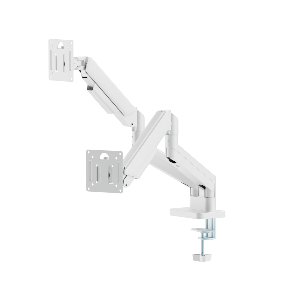 Full-motion dubbele monitorarm met gasveer, 17“-32&apos;&apos;, wit afbeelding