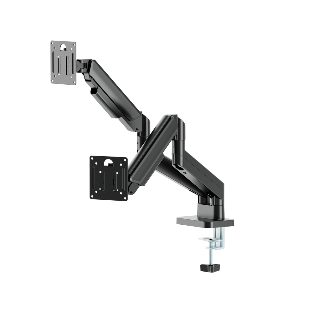 Full-motion dubbele monitorarm met gasveer, 17“-32'', zwart - Afbeelding 4