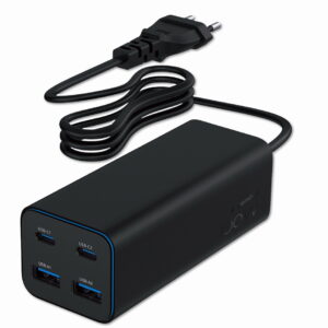 USB snellader 2xA, 2xC 100W Power Delivery zwart