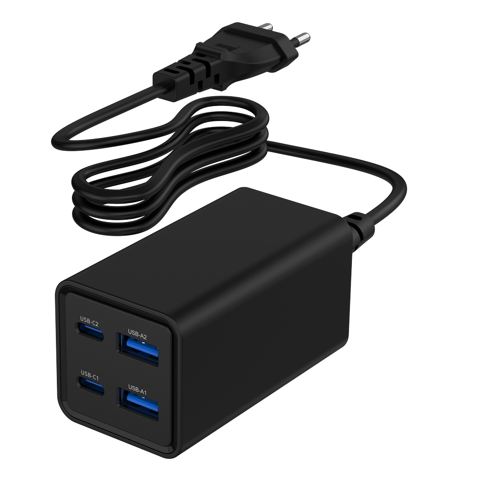USB snellader 2xA, 2xC 65W Power Delivery zwart afbeelding