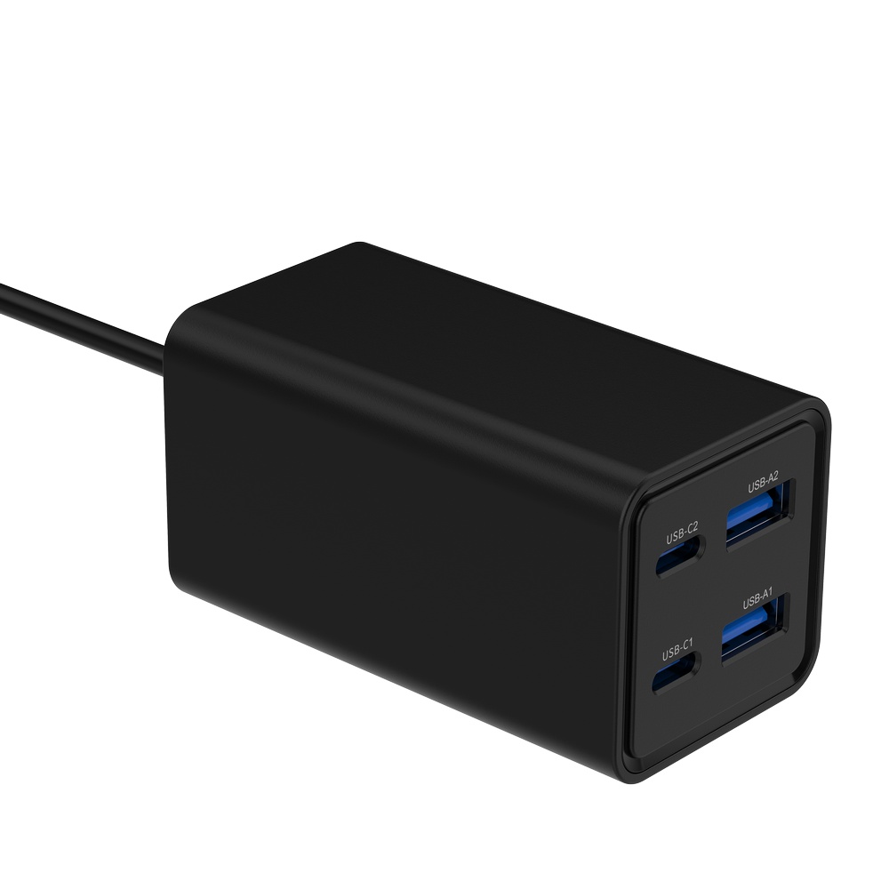 USB snellader 2xA, 2xC 65W Power Delivery zwart - Afbeelding 4