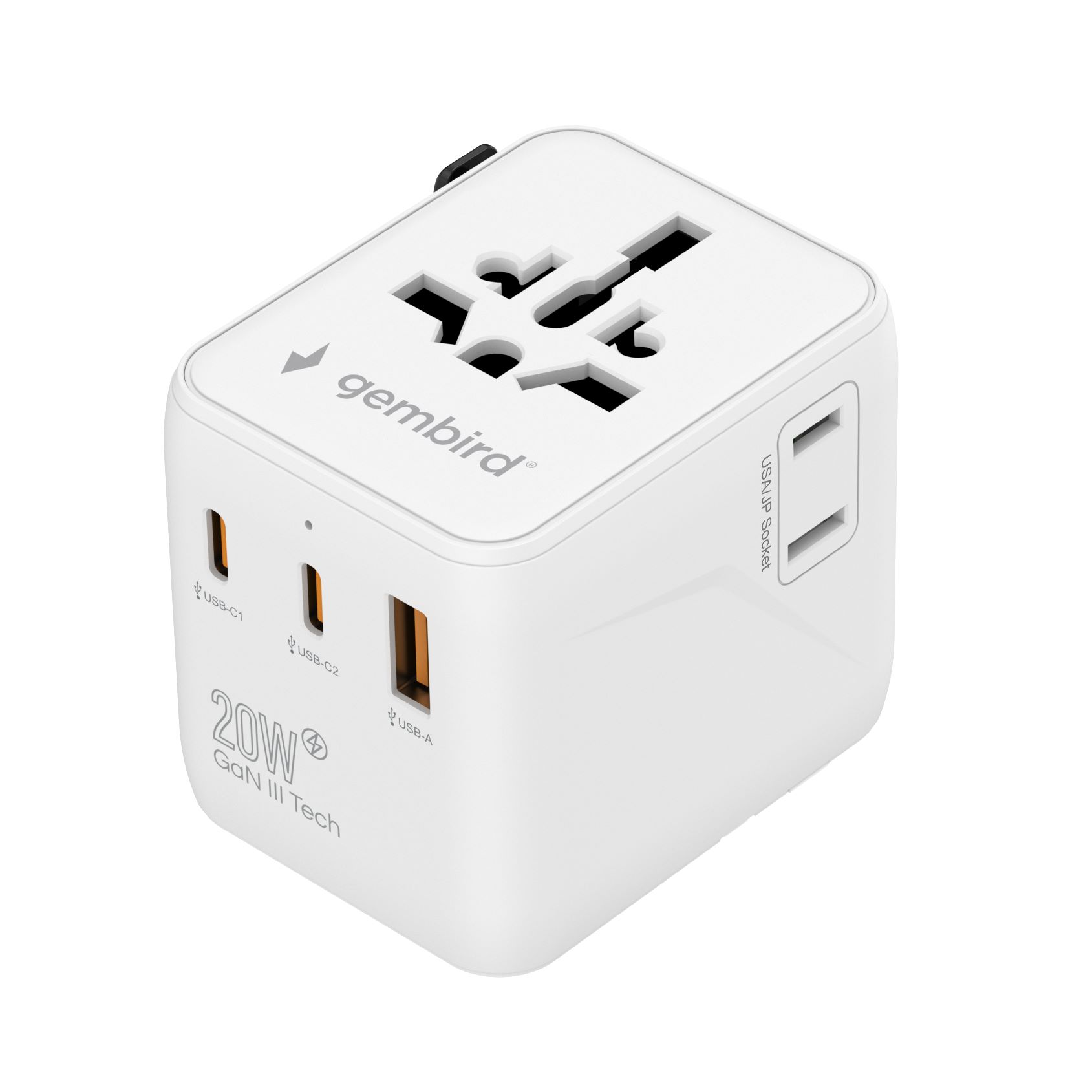 Universele reisstekker met USB lader, 20 W, wit afbeelding
