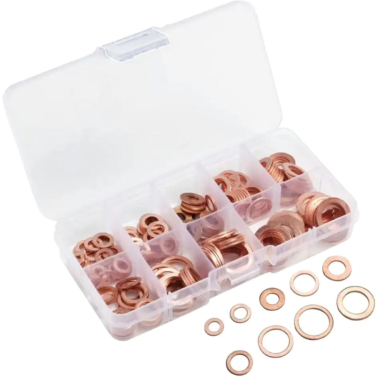 Koperen Ringen Set 200-delig - 9 Maten afbeelding