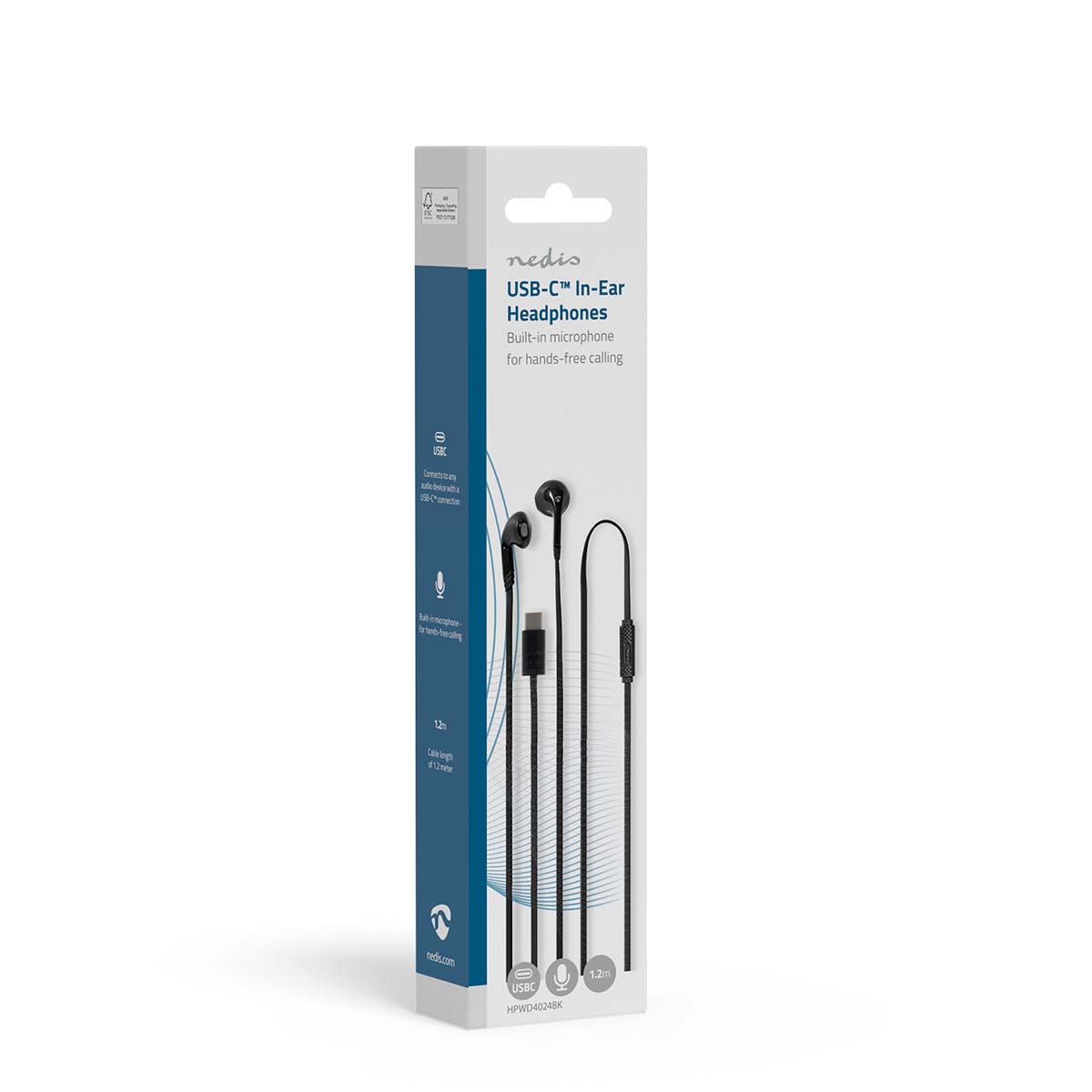 Bedrade Koptelefoon | USB-C™ | Kabellengte: 1.20 m | Ingebouwde microfoon | Volumebediening | Zwart - Afbeelding 5