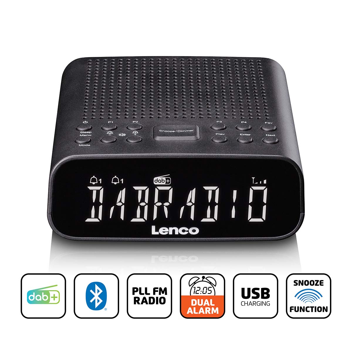 Wekkerradio met DAB+/FM, Bluetooth® en groot dimbaar LCD-display