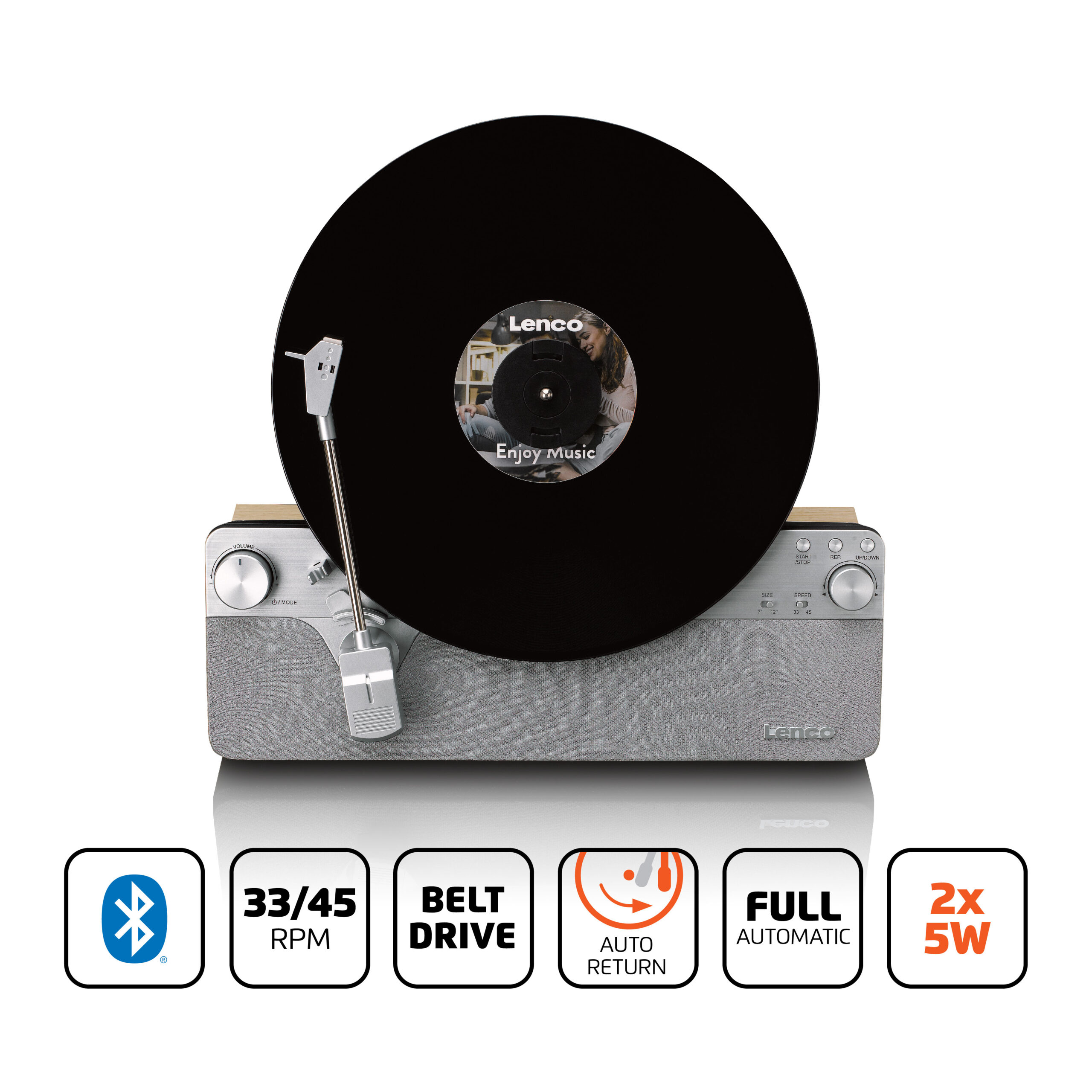 Volautomatische verticale platenspeler met ingebouwde luidsprekers en Bluetooth® Silver - Afbeelding 7