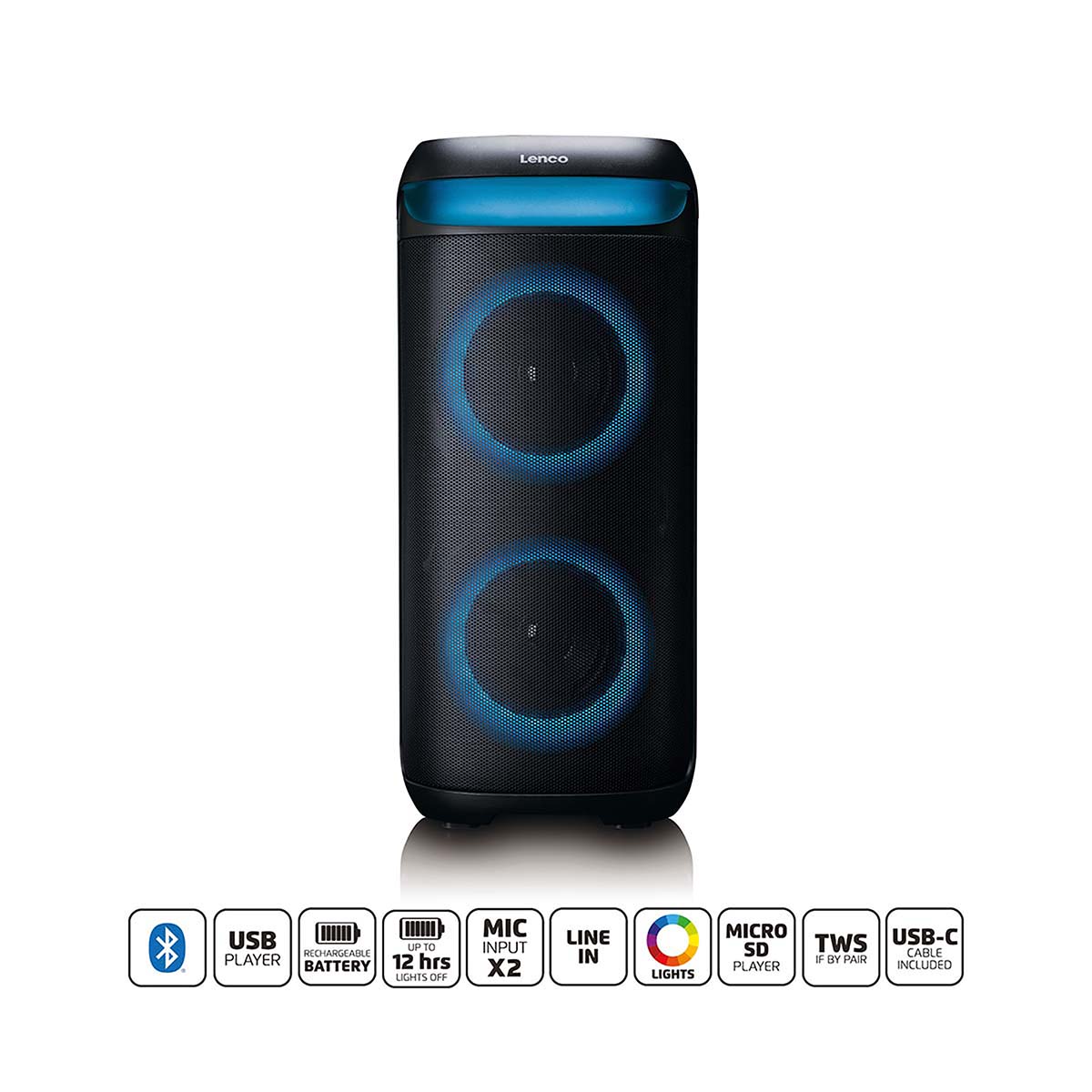 Bluetooth®-party luidpreker met ingebouwde verlichting