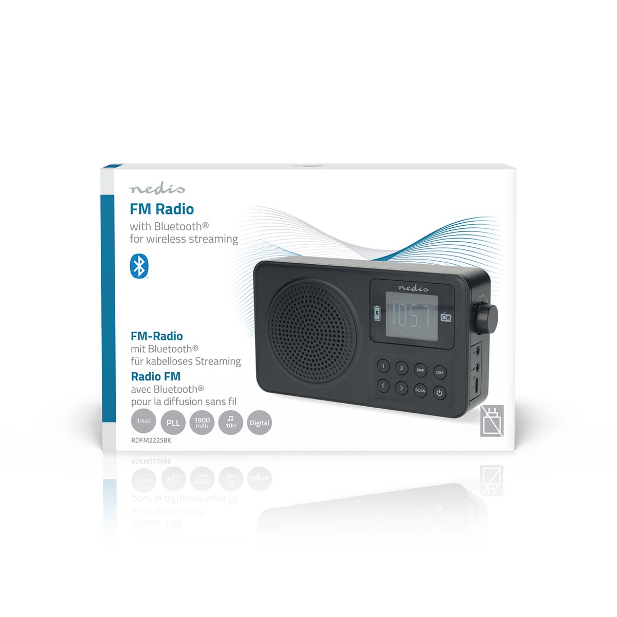 FM-Radio | Draagbaar Model | FM | Accu gevoed / USB Gevoed | Digitaal | 2 W | Schermdiagonaal: 1.77 " | Zwart-Wit Scherm | Bluetooth® | Koptelefoonoutput | Zwart - Afbeelding 6
