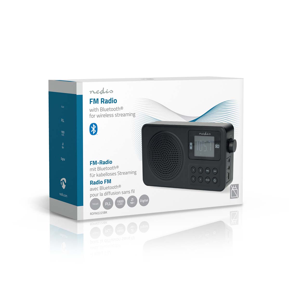 FM-Radio | Draagbaar Model | FM | Accu gevoed / USB Gevoed | Digitaal | 2 W | Schermdiagonaal: 1.77 " | Zwart-Wit Scherm | Bluetooth® | Koptelefoonoutput | Zwart - Afbeelding 7