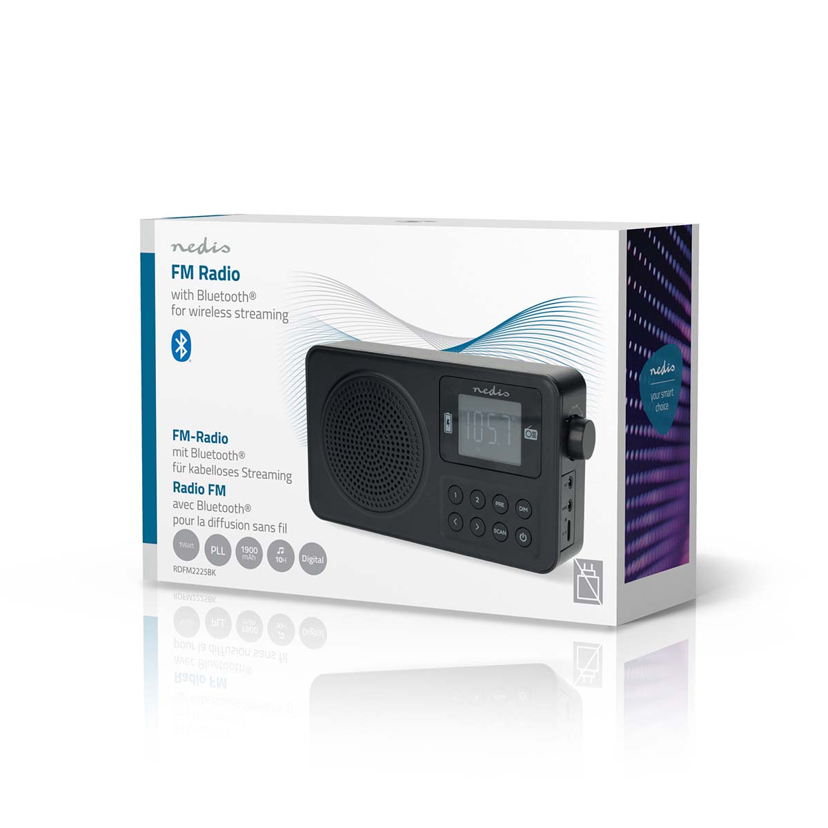 FM-Radio | Draagbaar Model | FM | Accu gevoed / USB Gevoed | Digitaal | 2 W | Schermdiagonaal: 1.77 " | Zwart-Wit Scherm | Bluetooth® | Koptelefoonoutput | Zwart - Afbeelding 8