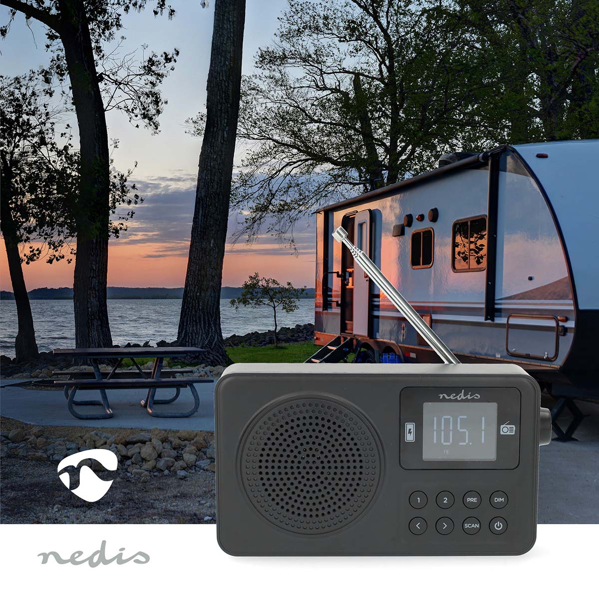 FM-Radio | Draagbaar Model | FM | Accu gevoed / USB Gevoed | Digitaal | 2 W | Schermdiagonaal: 1.77 " | Zwart-Wit Scherm | Bluetooth® | Koptelefoonoutput | Zwart - Afbeelding 2
