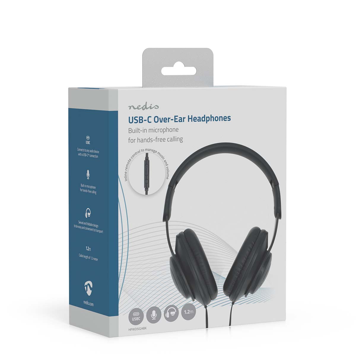 Bedrade Over-ear Koptelefoon | USB-C™ | Kabellengte: 1.20 m | Volumebediening | Zwart - Afbeelding 9