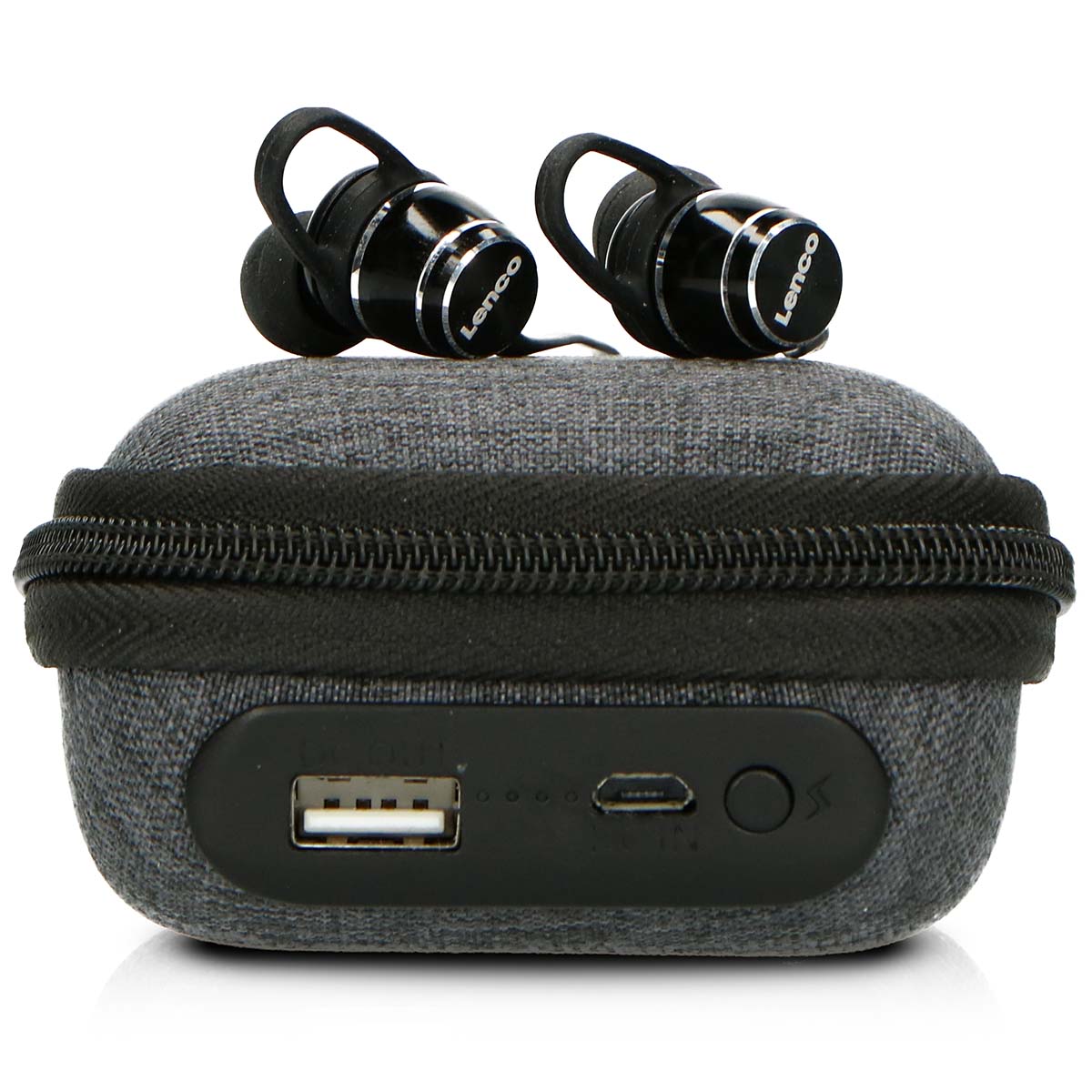Zweetbestendige Bluetooth® oordopjes inclusief powerbank hoesje Zwart - Afbeelding 2