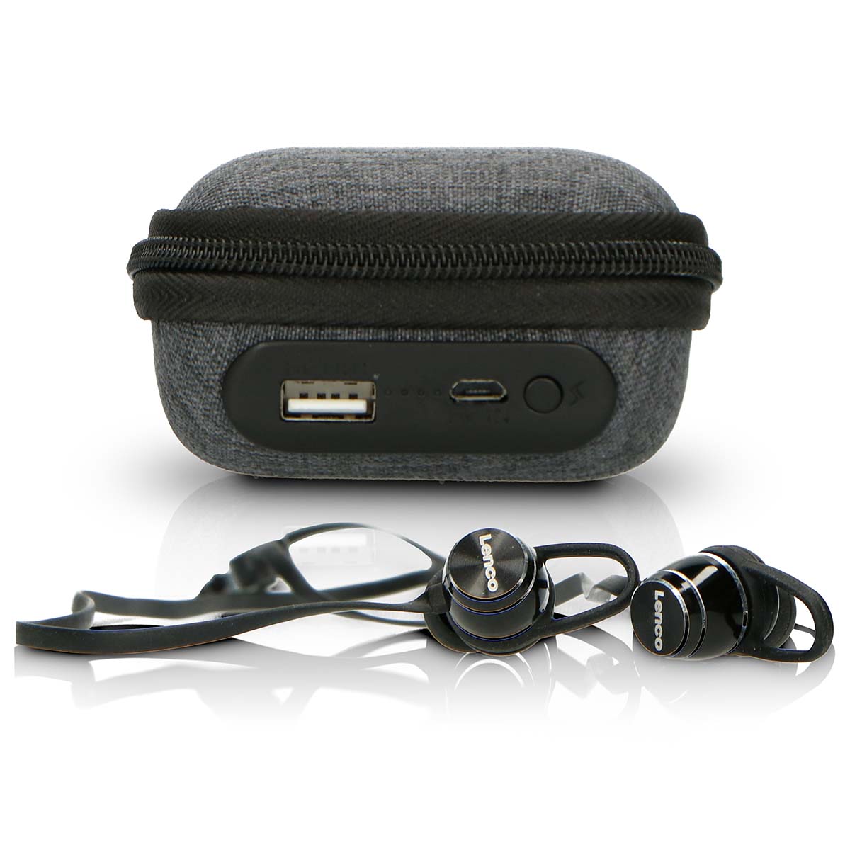 Zweetbestendige Bluetooth® oordopjes inclusief powerbank hoesje Zwart - Afbeelding 4