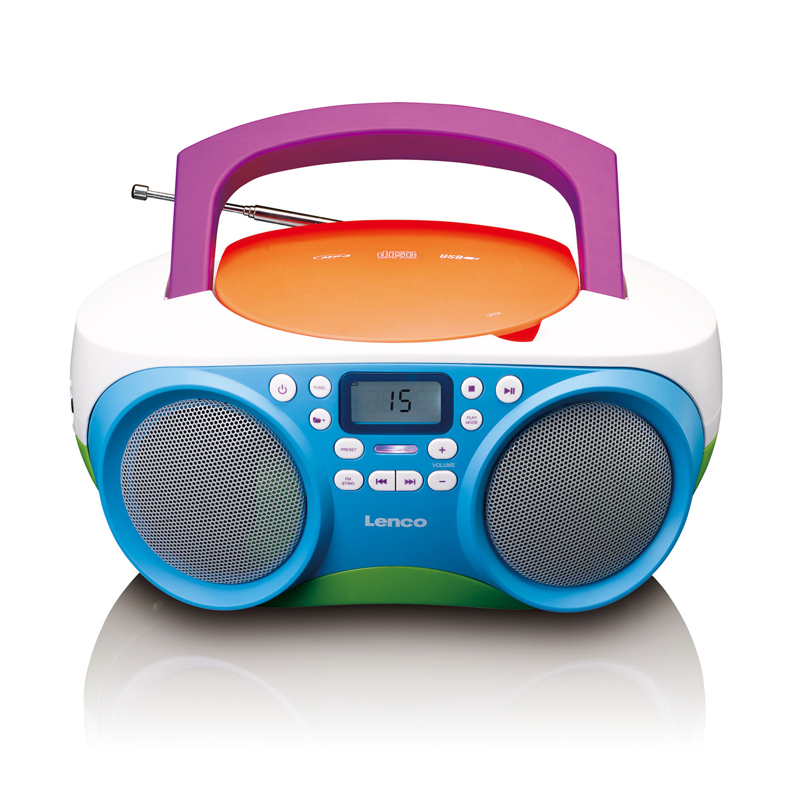 Draagbare FM-radio en CD/USB-speler Meerkleurig