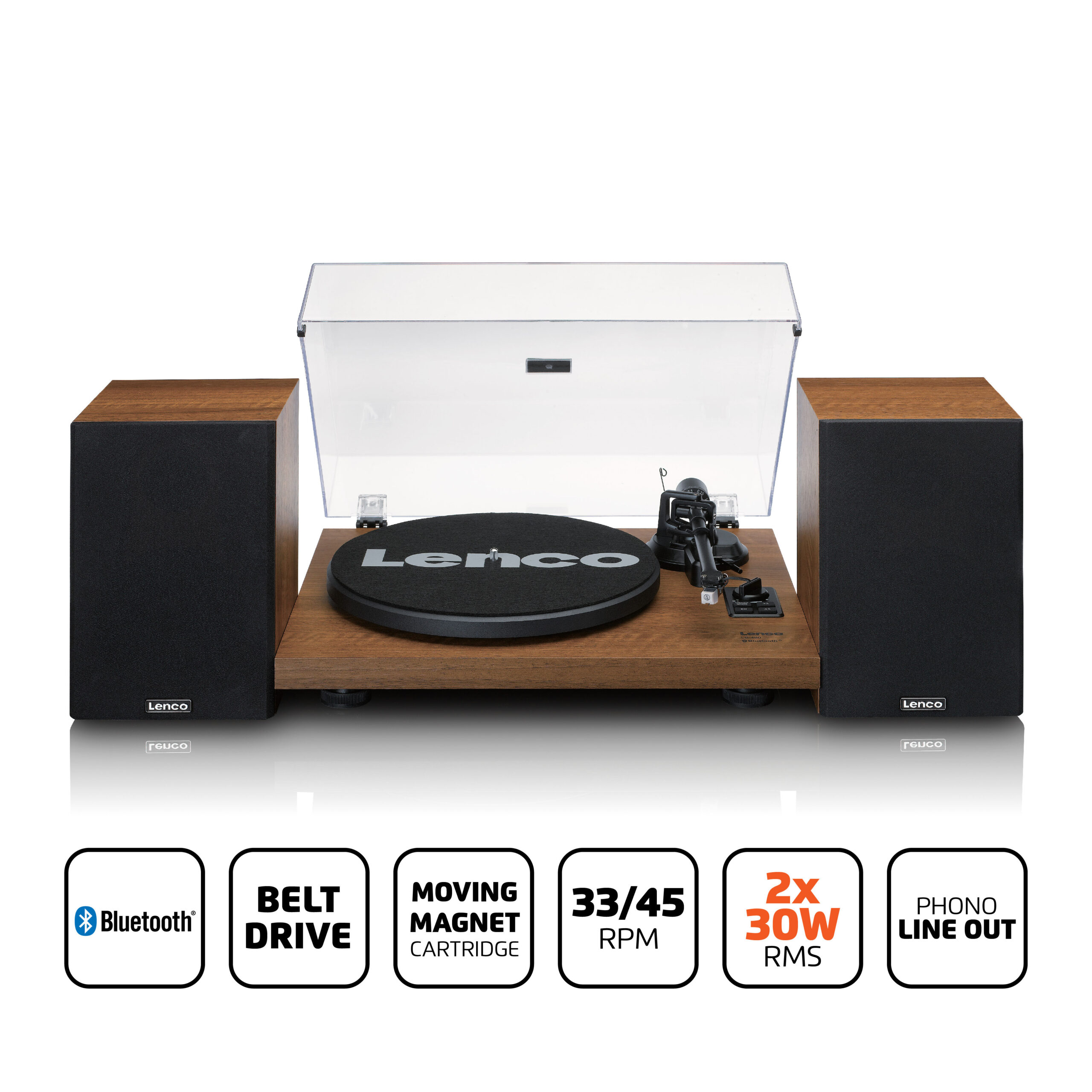 Platenspeler met ingebouwde versterker en Bluetooth® plus 2 externe luidsprekers Wood - Afbeelding 2